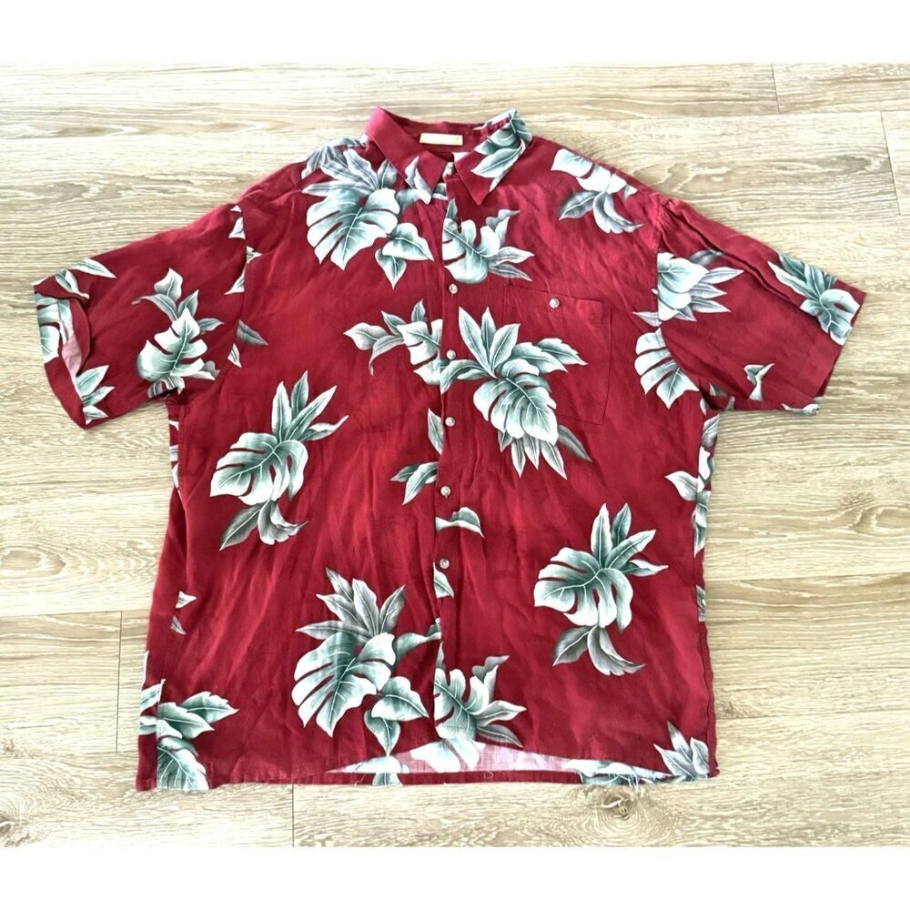 Campia Moda Hawaiian red grey Abstract Print Men's Short Sleeve XXL